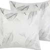 Beliani 2 Kpl Koristetyynysetti Lehtikuviolla 45X45Cm Valkoinen Ja Hopea Freesia Flash Sale