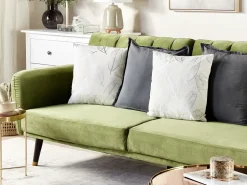 Beliani 2 Kpl Koristetyynysetti Lehtikuviolla 45X45Cm Valkoinen Ja Hopea Freesia Flash Sale