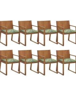 Beliani 8 Kpl Puutarhatuolisetti Lehtikuvioidulla Pehmusteella Sassari Fashion