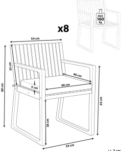 Beliani 8 Kpl Puutarhatuolisetti Lehtikuvioidulla Pehmusteella Sassari Fashion