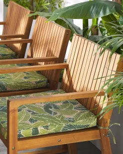 Beliani 8 Kpl Puutarhatuolisetti Lehtikuvioidulla Pehmusteella Sassari Fashion