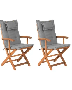 Beliani 2 Puutarhatuolin Setti, Harmaat Istuintyynyt Maui Discount