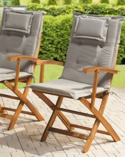 Beliani 2 Puutarhatuolin Setti, Harmaat Istuintyynyt Maui Discount