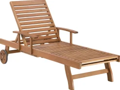 Beliani Akaasiapuinen Aurinkotuoli Raidallisella Pehmusteella Java Outlet