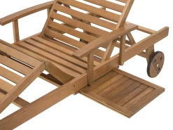 Beliani Akaasiapuinen Aurinkotuoli Raidallisella Pehmusteella Java Outlet