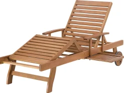 Beliani Akaasiapuinen Aurinkotuoli Raidallisella Pehmusteella Java Outlet