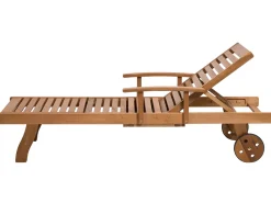 Beliani Akaasiapuinen Aurinkotuoli Raidallisella Pehmusteella Java Outlet