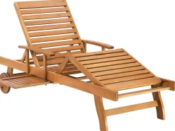 Beliani Akaasiapuinen Aurinkotuoli Sinisella Pehmusteella Java Store
