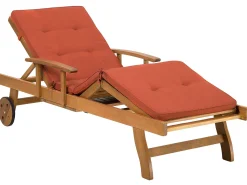 Beliani Akaasiapuinen Aurinkotuoli Tummanpunaisella Pehmusteella Java Fashion