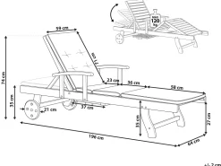 Beliani Akaasiapuinen Aurinkotuoli Tummanpunaisella Pehmusteella Java Fashion