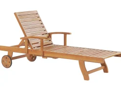 Beliani Akaasiapuinen Aurinkotuoli Tummanpunaisella Pehmusteella Java Fashion