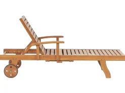 Beliani Akaasiapuinen Aurinkotuoli Tummanpunaisella Pehmusteella Java Fashion