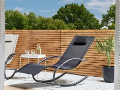 Beliani Aurinkotuoli Teras Keinuva Musta Carano Ii Best Sale