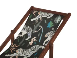 Beliani Aurinkotuoli Tumma Akaasia Vaihtokankaat Luonnonvalkoinen/Musta Leopardi 2 Kpl Anzio Clearance