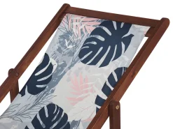 Beliani Aurinkotuoli Tumma Akaasia Vaihtokankaat Luonnonvalkoinen/Sininen Palmunlehdet 2 Kpl Anzio Best