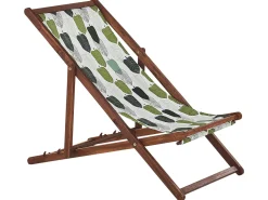 Beliani Aurinkotuoli Tumma Akaasia Vaihtokankaat Luonnonvalkoinen/Vihrea Lehdet 2 Kpl Anzio Online