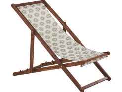 Beliani Aurinkotuoli Tumma Akaasia Vaihtokankaat Luonnonvalkoinen/Beige Abstrakti 2 Kpl Anzio Best Sale