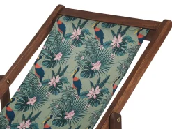 Beliani Aurinkotuoli Tumma Akaasia Vaihtokankaat Luonnonvalkoinen/Monivarinen Pelikaani 2 Kpl Anzio Clearance