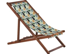 Beliani Aurinkotuoli Tumma Akaasia Vaihtokankaat Luonnonvalkoinen/Monivarinen Taplat 2 Kpl Anzio Sale