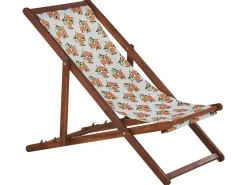 Beliani Aurinkotuoli Tumma Akaasia Vaihtokankaat Luonnonvalkoinen/Valko-Oranssi Appelsiinit 2 Kpl Anzio Flash Sale