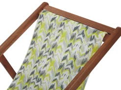 Beliani Aurinkotuoli Tumma Akaasia Vaihtokankaat Luonnonvalkoinen/Keltaharmaa Siksak 2 Kpl Anzio New