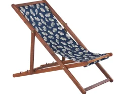 Beliani Aurinkotuoli Tumma Akaasia Vaihtokankaat Luonnonvalkoinen/Laivastonsininen Kukat 2 Kpl Anzio Best Sale