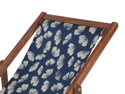 Beliani Aurinkotuoli Tumma Akaasia Vaihtokankaat Luonnonvalkoinen/Laivastonsininen Kukat 2 Kpl Anzio Best Sale