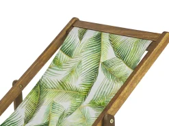 Beliani Aurinkotuoli Vaalea Akaasia Vaihtokankaat Luonnonvalkoinen/Vaaleanvihrea Palmunlehdet 2 Kpl Anzio Best