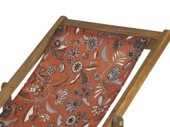 Beliani Aurinkotuoli Vaalea Akaasia Vaihtokankaat Luonnonvalkoinen/Punainen Kukat 2 Kpl Anzio Shop