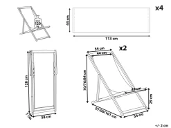 Beliani Aurinkotuoli Vaalea Akaasia Vaihtokankaat Luonnonvalkoinen/Punainen Unikko 2 Kpl Anzio Shop