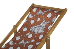 Beliani Aurinkotuoli Vaalea Akaasia Vaihtokankaat Luonnonvalkoinen/Punainen Unikko 2 Kpl Anzio Shop