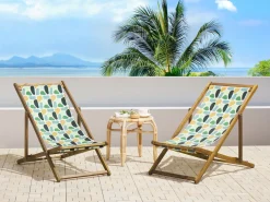 Beliani Aurinkotuoli Vaalea Akaasia Vaihtokankaat Luonnonvalkoinen/Monivarinen Taplat 2 Kpl Anzio Online