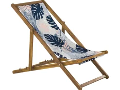 Beliani Aurinkotuoli Vaalea Akaasia Vaihtokankaat Luonnonvalkoinen/Sininen Palmunlehdet 2 Kpl Anzio Cheap