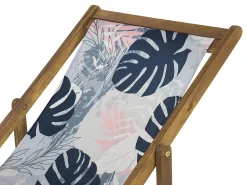 Beliani Aurinkotuoli Vaalea Akaasia Vaihtokankaat Luonnonvalkoinen/Sininen Palmunlehdet 2 Kpl Anzio Cheap