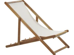 Beliani Aurinkotuoli Vaalea Akaasia Vaihtokankaat Luonnonvalkoinen/Sininen Palmunlehdet 2 Kpl Anzio Cheap