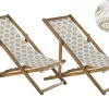 Beliani Aurinkotuoli Vaalea Akaasia Vaihtokankaat Luonnonvalkoinen/Beige Abstrakti 2 Kpl Anzio Discount