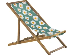 Beliani Aurinkotuoli Vaalea Akaasia Vaihtokankaat Luonnonvalkoinen/Monivarinen Kamomilla 2 Kpl Anzio Sale