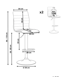 Beliani Baarijakkara Kangas Harmaa 2 Kpl Lucerne Best Sale