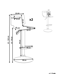 Beliani Baarijakkara Muovi Kirkas 2 Kpl Malta Store