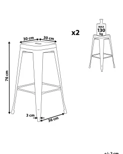 Beliani Baarijakkara Teras Harmaa 76 Cm 2 Kpl Cabrillo Hot