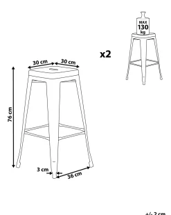 Beliani Baarijakkara Teras Valkoinen 76 Cm 2 Kpl Cabrillo Cheap