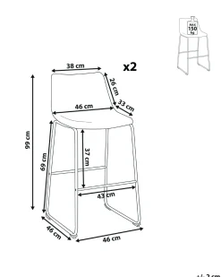 Beliani Baarituoli Kangas Harmaa 2 Kpl Franks Cheap