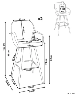 Beliani Baarituoli Kangas Merensininen 2 Kpl Darien Cheap