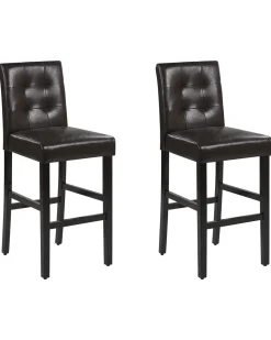 Beliani Baarituoli Keinonahka Ruskea 2 Kpl Madison Hot