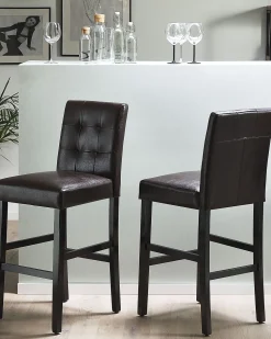 Beliani Baarituoli Keinonahka Ruskea 2 Kpl Madison Hot