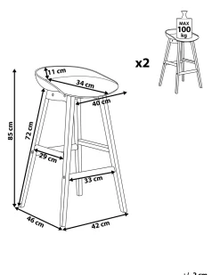 Beliani Baarituoli Muovi Musta 2 Kpl Micco Sale