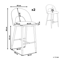 Beliani Baarituoli Sametti Beige 2 Kpl Falton Fashion