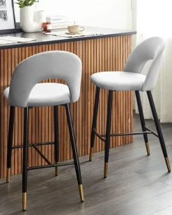 Beliani Baarituoli Sametti Harmaa 2 Kpl Falton Cheap