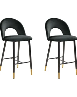 Beliani Baarituoli Sametti Musta 2 Kpl Falton Flash Sale