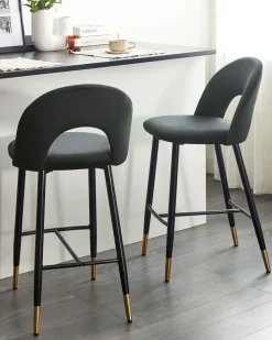 Beliani Baarituoli Sametti Musta 2 Kpl Falton Flash Sale